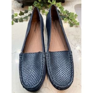 Baretraps Kieran Womens 10M Slip On Loafers Flat Heel Leather Blue Preowned